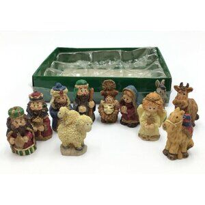 Dicksons 11pc Nativity Scene Figurine Set Manger 2" Miniatures Resin Christmas